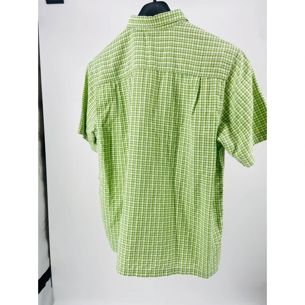 The North Face Mens Green Plaid Short‎ Sleeve Button Down Hiking Shirt Size L